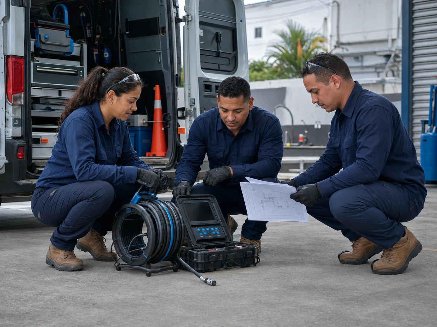 Equipo técnico coordinando un servicio de inspección